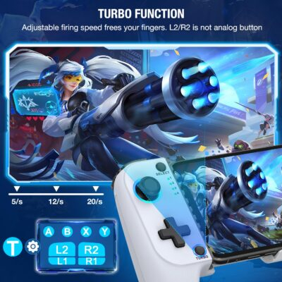 Mocagen Phone Controller for iPhone/Android Support Phone Case, Mobile Controller with Led Light, Upgraded Joysticks, Turbo, Thumb Grips Handheld Gaming Gamepad - 이미지 6