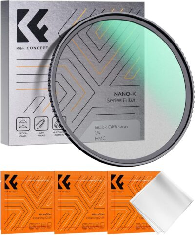 K&F Concept 82mm Black Diffusion 1/4 Filter Mist Cinematic Effect Filter with 18 Multi-Layer Coatings for Video/Vlog/Portrait Photography (K-Series)