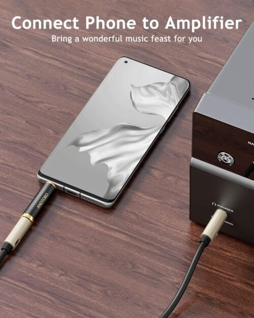 ANDTOBO 1/4'' to 3.5 mm Stereo Pure Copper Headphone Adapter, 3.5 mm(1/8'') Plug Male to 6.35 mm (1/4'') Jack Female Stereo Adapter for Headphone, Amp Adapter, Black 2-Pack - 이미지 6