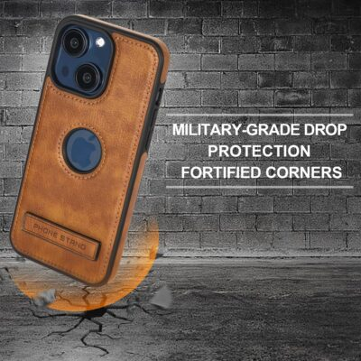 Leather Case for iPhone 13/14, Protective Slim with Kickstand, Built-in Invisible Stand, Compatible with iPhone 13/14 6.1'' (Brown) - 이미지 5