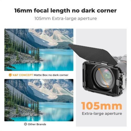 K&F Concept Mini Matte Box +ND8, DSLR Camera Matte Box with Carbon Fiber Top Flag for 67mm/72mm/77mm/82mm/95mm Lenses, with Filter Trays for 4x5.65 Filter/Circular Filter - 이미지 5
