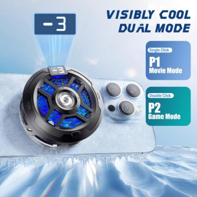 Magnetic Cell Phone Cooler for Gaming Comvin, Mobile Phone Cooling Fan with Dual Mode/Temperature Display,Portable Radiator for iPhone MagSafe Series/Android/iPad/Tablet,Semiconductor Heatsink Cooling - 이미지 4
