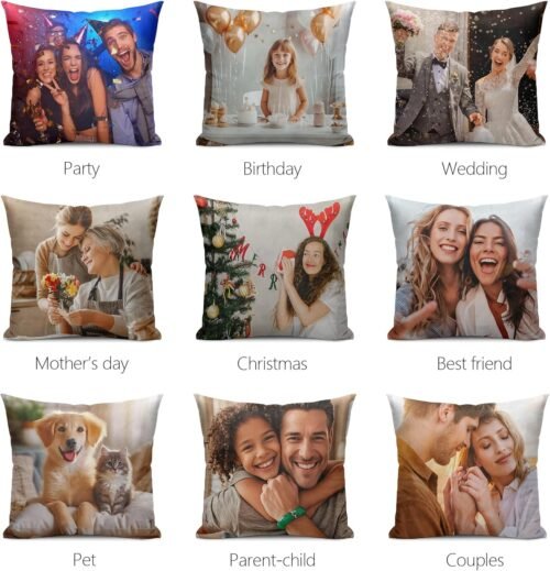 Personalized Pillow Cover with Picture- Made in USA - Custom Pillow Case with Photo Text Image, Customized Couples Gifts Decorative Throw Pillowcase Cushion Covers for Couch Bed Sofa， 18" x 18" - 이미지 2