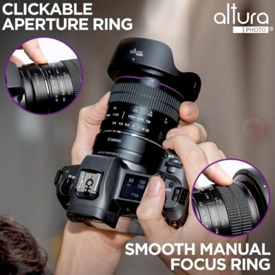 Altura Photo 8mm f/3.0 Professional Wide Angle Lens Aspherical Fisheye for Canon EOS 90D 80D 77D Rebel T8i T7 T7i T6i T6s T6 T100 SL2 SL3 DSLR Cameras with EF Mount - 이미지 5