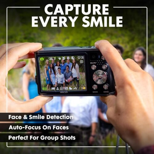 Minolta 48MP Digital Camera – 4K Ultra HD Video, Rear Selfie Lens, 2.8-inch LCD Screen, 16X Digital Zoom, Slow Motion, Autofocus, Time Lapse, Color Filters, Scene Modes, 32GB Card (Black) - 이미지 6
