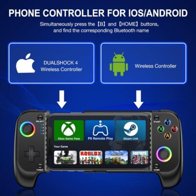AXYBCOOL Mobile Game Controller for iphone/Android, Wireless Phone Controller with Phone Case Support, Gaming Controller Support Xbox Game Pass, PlayStation, Steam Link,Minecraft - 이미지 2