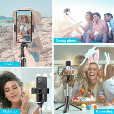 Portable 41 Inch Selfie Stick Phone Tripod with Wireless Remote Extendable Tripod Stand 360 Rotation Compatible with iPhone 14 13 12 11 pro Xs Max Xr X 8 7 6 Plus, Android Samsung Smartphone - 이미지 7