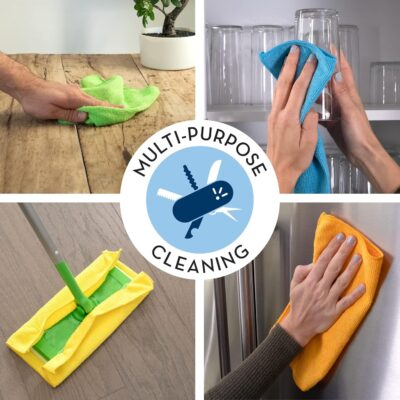 S&T INC. 100 Pack Microfiber Cleaning Cloth, Bulk Towels for Home, Reusable Microfiber Towels for Cars, Cleaning Rags, Assorted, 11.5 Inches x 11.5 Inches, 100 Count - 이미지 4