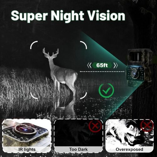MAXDONE Trail Camera Bluetooth Game Camera, 2000mAh Built-in Battery Rechargeable Power Hunting Cameras with Night Vision Trail Cam Bluetooth 48MP Wildlife Cameras Wi-Fi Deer Cams (No Screen) - 이미지 5