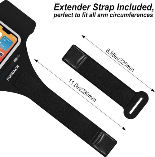 Armband for iPhone 16 Pro Max/16 Plus/15 Pro Max/15 Plus/iPhone 14 Pro Max/14 Plus/13,12,11 Pro Max/XS Max,Water Resistant Sport Armband with Zipper Slot for Airpods and Keys (Black) - 이미지 8