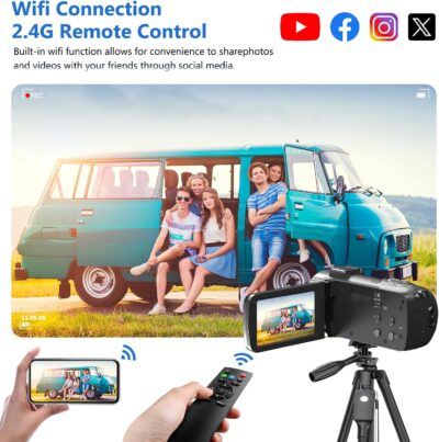 Video Camera 8k Camcorder 48MP UHD WiFi IR Night Vision Vlogging Camera for YouTube, 18X Digital Zoom 3.0“ LCD Screen Digital Camera with Microphone, 32G SD Card, Remote Control and 2 Batteries - 이미지 5