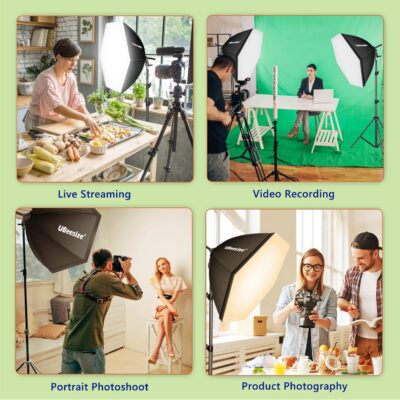 UBeesize Softbox Photography Lighting Kit, Continuous Lighting Kit with 30" x 30" Reflector and 3 Color Temperature 85W 3000K-7500K Bulb, Photo Studio Lighting for Video Recording, Portrait Shooting - 이미지 7