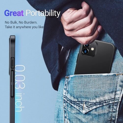 TORRAS for iPhone 12 Case/iPhone 12 Pro Case Slim Fit, Protective Sturdy Hard Cover, Super Thin Lightweight Phone Case for iPhone 12 Phone Case, 6.1 Inch, Matte Black - 이미지 3