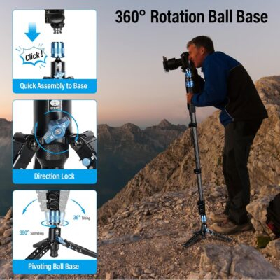 SIRUI P-325FL Carbon Fiber Monopod with Feet, 67” Professional Camera Monopod, Portable Lightweight Travel Monopod for DSLR Camera, Max Load 22lbs, Compatible with Sony Canon Nikon DSLR Camera - 이미지 6
