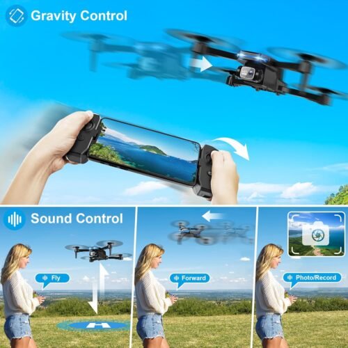 Drone with 1080P Camera - Foldable Remote Control Quadcopter with Voice Gesture Control, 3D Flip, One Key Start, Emergency Stop, 2 Batteries, Easier to use, Toy for Kids Adult Beginners - 이미지 5