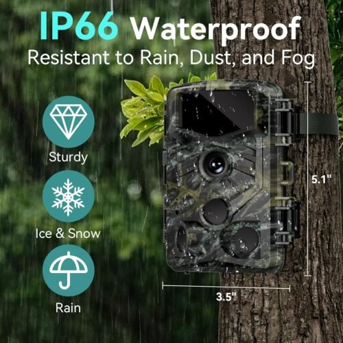 Trail Camera, 48MP 4K Game Camera with 0.1s Trigger Time, 130°Wide-Angle, Trail Cameras with Night Vision Motion Activated Waterproof IP66, 2.0”Screen Trail Cam for Wildlife Monitoring - 이미지 3