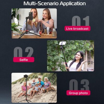 ULANZI MT-44 Extendable Phone Tripod, 59" Selfie Stick Vlog Stand with 2 in 1 Phone Clip, 360° Ball Head Camera-Tripod for iPhone Sony Canon Action Camera, Lightweight for Travel - 이미지 3