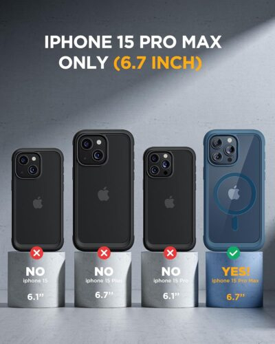 Miracase Magnetic for iPhone 15 Pro Max Case 6.7'' [Compatible with Magsafe] Full-Body Drop Proof Bumper Phone Case for iPhone 15 Pro Max with Built-in 9H Tempered Glass Screen Protector,Blue - 이미지 2