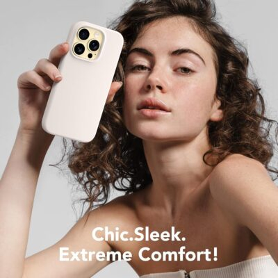 GONEZ for iPhone 14 Pro Max Case Silicone, Compatible with MagSafe, with Screen Protector + Camera Lens Protector, Liquid Silicone Shockproof Protective iPhone 14 ProMax Case 6.7", Stone - 이미지 9