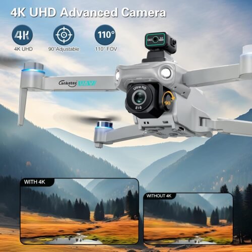 Drone with 4K UHD Camera for Adults,GPS RC Drone Brushless Motor,Upgraded Tablet Screen,2 Axis Gimbal EIS, Smart FPV Foldable Quadcopter for Beginners, Auto Return, Follow Me, Waypoints, 60 Mins Flight Time,Gift Drone, with Obstacle Avoidance - 이미지 2