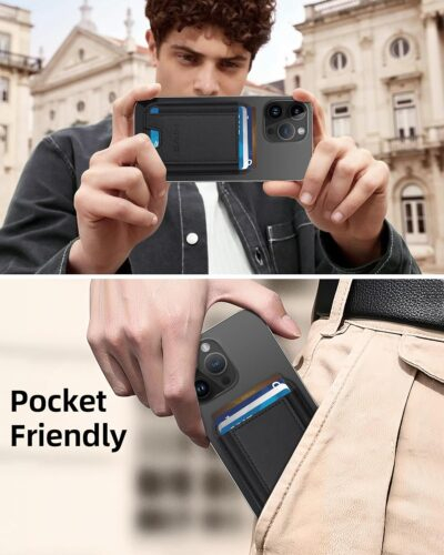 for MagSafe Wallet, Strongest Magnetic Wallet for iPhone 16/15/14/13/12 Series, 7 Cards Holder, Magnetic Phone Wallet, Leather Minimalist Slim RFID for iPhone Wallet, 1 Slot, Black & Black - 이미지 7