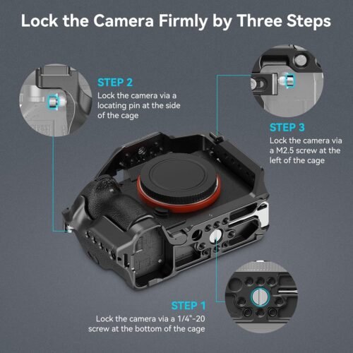 SmallRig A7 III / A7R III Camera Cage Kit for Sony Alpha 7 III/Alpha 7R III, Full Cage with Top Handle for ARRI and Cable Clamp, Built-in Cold Shoe and NATO Rails - 4198 - 이미지 3
