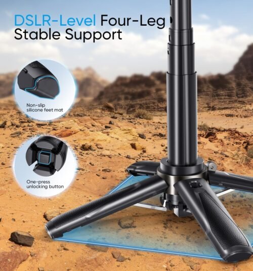 MAGIC JOHN Phone Tripod, Portable Selfie Stick, Pocket Size Selfie Stick for iphone, Selfie Stick with Wireless Detachable Remote Control & 2 Fill Light for Photograph, Live Streaming, Video Recording - 이미지 8