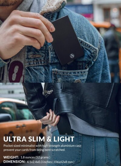 VULKIT Pop Up Wallet, Slim Minimalist Credit Card Holder For Men and Women RFID Blocking Mini Metal Case - 이미지 6