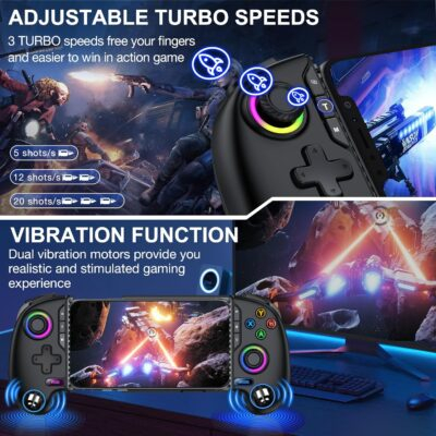 NinjaPlusOX Mobile Game Controller for iPhone/Android with Hall Joystick and LED, Wireless Phone Controller with Phone Case Support, Compatible with Xbox Game Pass, Steam Link, Call of Duty, Roblox - 이미지 5