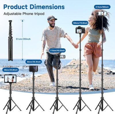 Phone Tripod Stand, 85" Tall Cellphone Tripod for iPhone with Gooseneck Remote, Flexible Portable Phone Stand for Recording, Compatible with iPhone 14 13 12 pro Android Camera - 이미지 3
