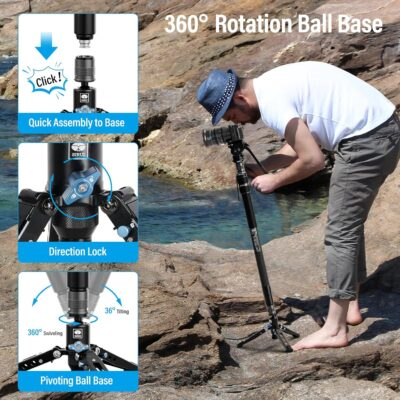 SIRUI SVM-145 Rapid Monopod with Feet, 57” Professional Carbon Fiber Camera Monopod, One-Step Rapid Height Adjustment, Modular 3 in 1, Max Load 22lbs - 이미지 7