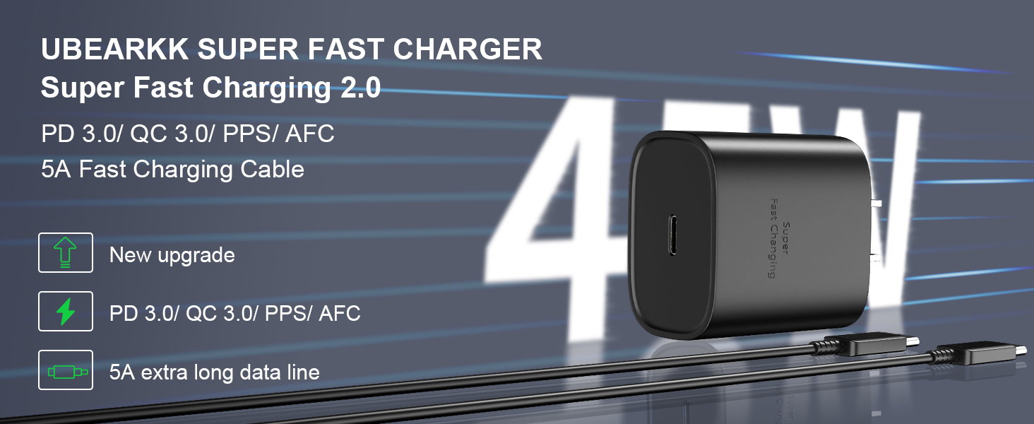 45W Super Fast Charger USB C Android Phone Charger Type C Charger Fast Charging Block with 6.6FT C Charger Cord for Samsung Galaxy S25/S25 Ultra/S25+/S24 Ultra/S24/S24+/S23/S22/S21/S20/Note20/Note 10 8 45W Super Fast Charger USB C Android Phone Charger Type C Charger Fast Charging Block with 6.6FT C Charger Cord for Samsung Galaxy S25/S25 Ultra/S25+/S24 Ultra/S24/S24+/S23/S22/S21/S20/Note20/Note 10-