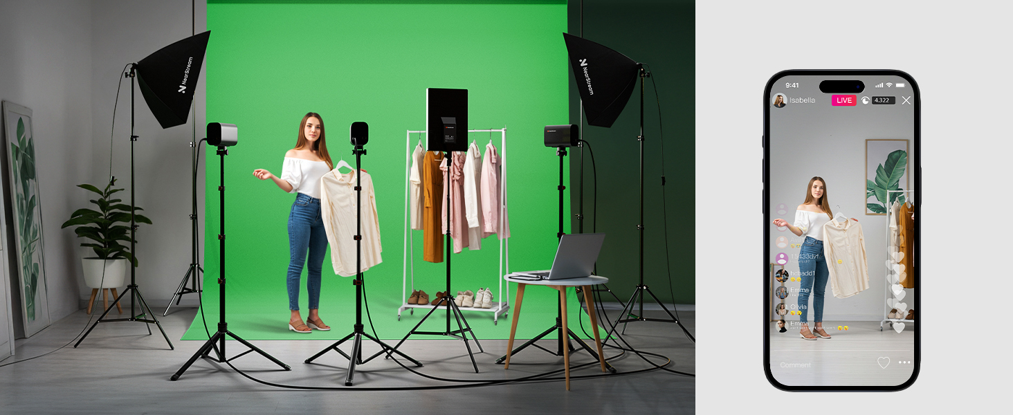 VK40 Professional Photography Lighting Kit with 9.8x9.8ft Green Backdrop with Stand, 24" Softbox Kit, 19" Pannel Light with Remote Control, Studio Equipment for Video Shoot/Photography 18 VK40 Professional Photography Lighting Kit with 9.8x9.8ft Green Backdrop with Stand, 24" Softbox Kit, 19" Pannel Light with Remote Control, Studio Equipment for Video Shoot/Photography-
