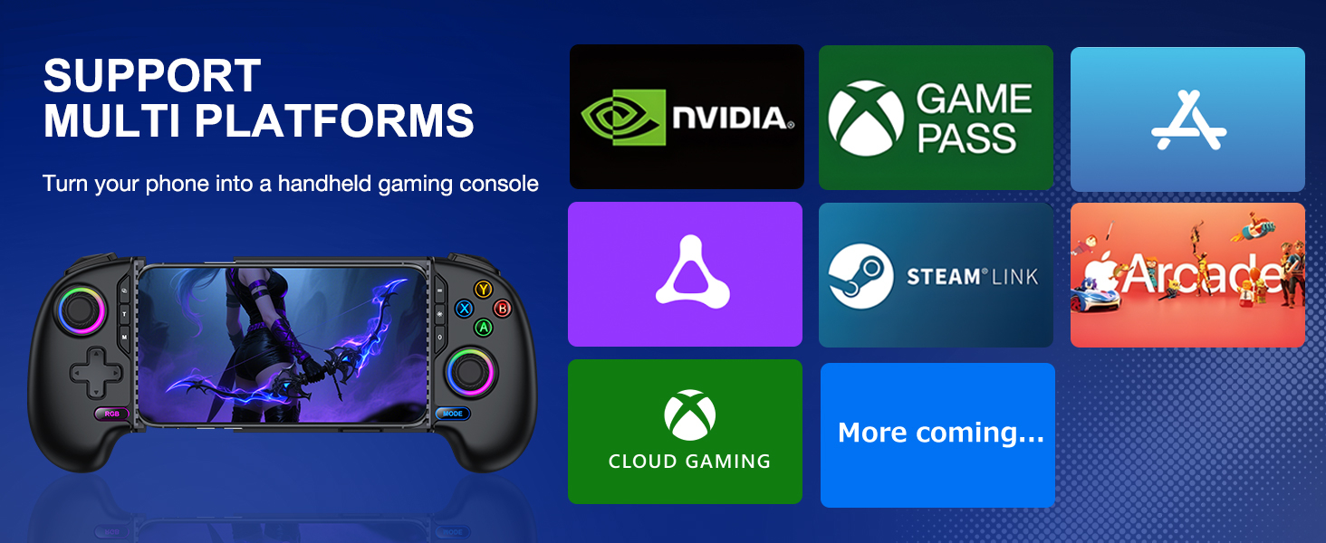 NinjaPlusOX Mobile Game Controller for iPhone/Android with Hall Joystick and LED, Wireless Phone Controller with Phone Case Support, Compatible with Xbox Game Pass, Steam Link, Call of Duty, Roblox 11 NinjaPlusOX Mobile Game Controller for iPhone/Android with Hall Joystick and LED, Wireless Phone Controller with Phone Case Support, Compatible with Xbox Game Pass, Steam Link, Call of Duty, Roblox-
