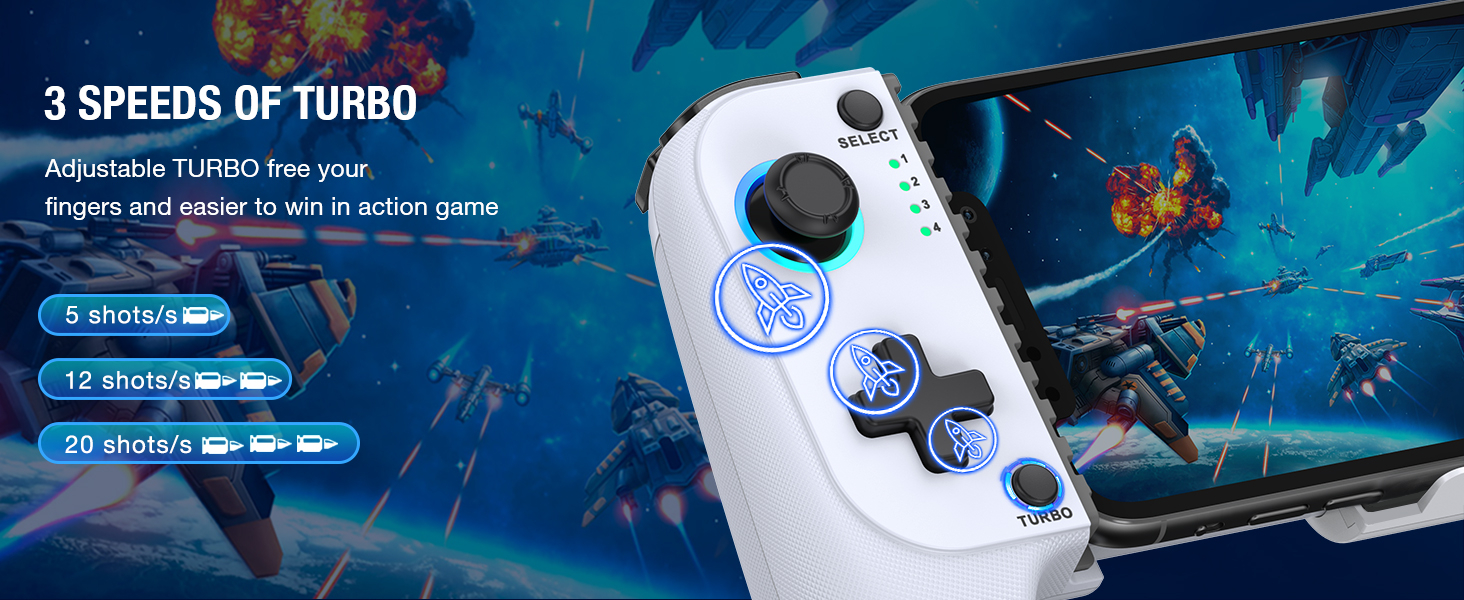 Mocagen Phone Controller for iPhone/Android Support Phone Case, Mobile Controller with Led Light, Upgraded Joysticks, Turbo, Thumb Grips Handheld Gaming Gamepad 12 Mocagen Phone Controller for iPhone/Android Support Phone Case, Mobile Controller with Led Light, Upgraded Joysticks, Turbo, Thumb Grips Handheld Gaming Gamepad-