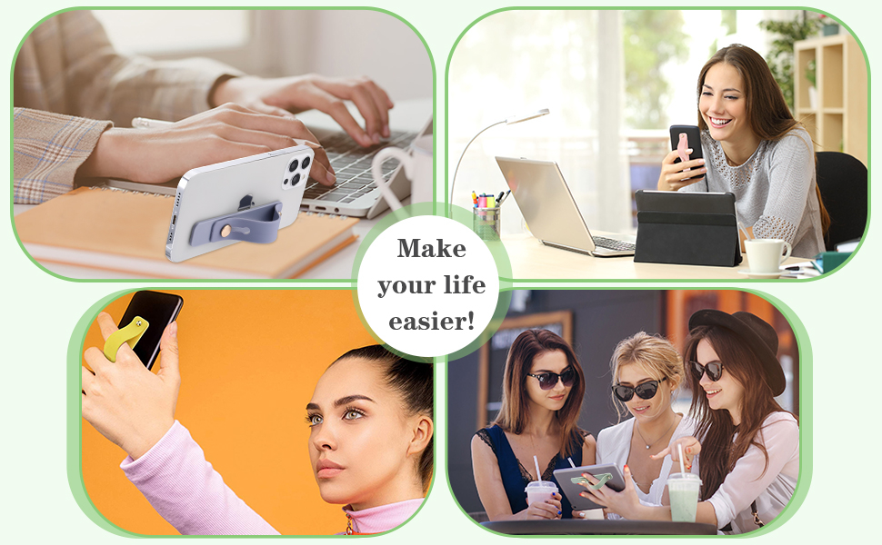 Weewooday 6 Pieces Phone Grip Holder Cell Phone Grip Strap Telescopic Finger Strap Stand Universal Finger Kickstand for Most Smartphones(Soft Colors) 13 Weewooday 6 Pieces Phone Grip Holder Cell Phone Grip Strap Telescopic Finger Strap Stand Universal Finger Kickstand for Most Smartphones(Soft Colors)-
