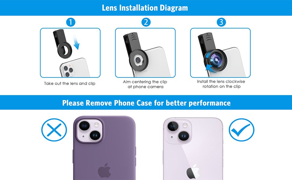 Criacr Phone Camera Lens, 0.45X Super Wide Angle Lens, 15X Macro Lens, Clip-On 2 in 1 Professional for iPhone Lens Kit for TIK Tok, Vlog, Yotube, Compatible with iPhone, Samsung, Google Pixel 13 Criacr Phone Camera Lens, 0.45X Super Wide Angle Lens, 15X Macro Lens, Clip-On 2 in 1 Professional for iPhone Lens Kit for TIK Tok, Vlog, Yotube, Compatible with iPhone, Samsung, Google Pixel-