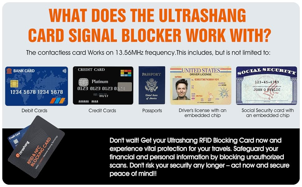 Ultrashang 2Pcs RFID Blocking Card, Fuss-free Protection for Entire Wallet Shield, Credit Card Protector NFC Bank Debit Blocker, Identity Theft Prevention for Passport Travel Security (Ver. 2.0) 12 Ultrashang 2Pcs RFID Blocking Card, Fuss-free Protection for Entire Wallet Shield, Credit Card Protector NFC Bank Debit Blocker, Identity Theft Prevention for Passport Travel Security (Ver. 2.0)-