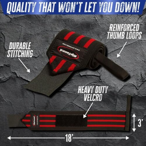 Rip Toned 18” Wrist Wraps - Wrist Straps for Weightlifting - Lift Better, Protect Wrist Pain - Adjustable, Durable, Machine Washable - Wrist Wraps for Weightlifting - USPA Endorsed for Men & Women - 이미지 5