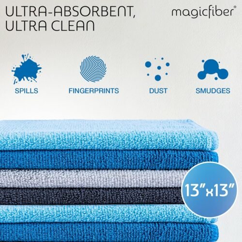 MagicFiber Microfiber Cleaning Cloth - 12 Pack, Large 13" x13” Highly Absorbent Streak-Free Micro Fiber Cleaning Rags Towels for House, Car, Windows, Housekeeping, Household Dusting, Kitchen - 이미지 2