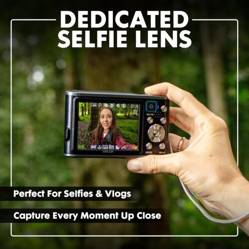 Minolta 48MP Digital Camera – 4K Ultra HD Video, Rear Selfie Lens, 2.8-inch LCD Screen, 16X Digital Zoom, Slow Motion, Autofocus, Time Lapse, Color Filters, Scene Modes, 32GB Card (Black) - 이미지 4
