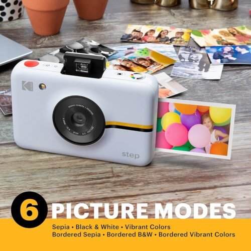 Kodak Step Camera Instant Camera with 10MP Image Sensor, ZINK Zero Ink Technology, Classic Viewfinder, Selfie Mode, Auto Timer, Built-in Flash & 6 Picture Modes | White. - 이미지 4