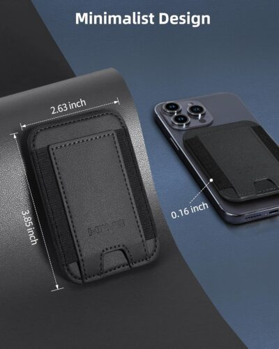 for MagSafe Wallet, Strongest Magnetic Wallet for iPhone 16/15/14/13/12 Series, 7 Cards Holder, Magnetic Phone Wallet, Leather Minimalist Slim RFID for iPhone Wallet, 1 Slot, Black & Black - 이미지 8