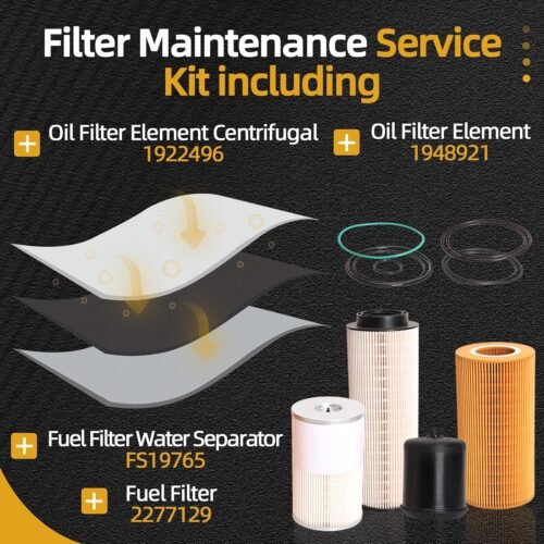 4 Pcs Filter Kit Compatible with Paccar MX-13 MX13 Engine, 1948921 Oil Filter + 2277129 Fuel Filter Water Separator + FS19765 Fuel Water Separator Filter + 1922496 Oil Filter - 이미지 6