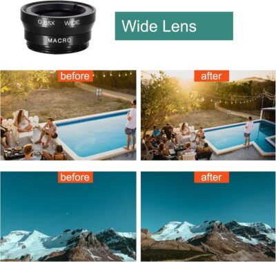 Phone Lens,by Ailun,3 in 1 Clip on 180 Degree Fish Eye Lens+0.65X Wide Angle+10X Macro Lens,Universal HD Camera Lens Kit for Mobile Phone,Cellphone,Smart Phone - 이미지 3