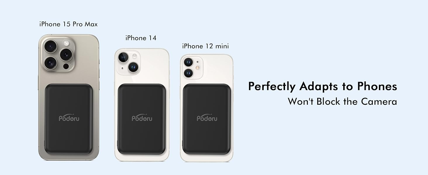 podoru for Magsafe Battery Pack, 5000mAh Magnetic Power Bank with Type-C Cable 20W PD Fast Charging Lighting Input Wireless Portable Charger for iPhone 16/15/14/13/12/ All Series-Black 10 podoru for Magsafe Battery Pack, 5000mAh Magnetic Power Bank with Type-C Cable 20W PD Fast Charging Lighting Input Wireless Portable Charger for iPhone 16/15/14/13/12/ All Series-Black-