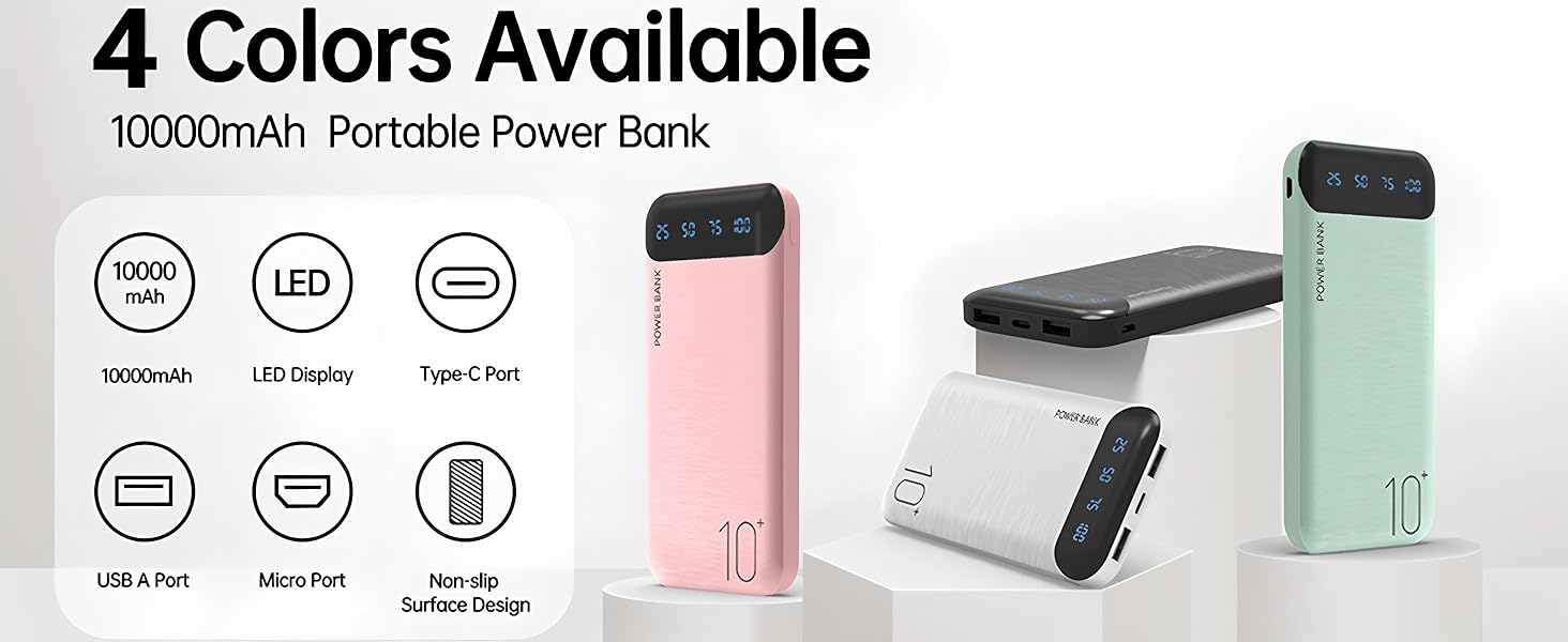 Power Bank 10000mAh Portable Charger Slim External Battery Pack with 2 USB 2.4A Outputs and USB C In/Out Compatible with Huawei iPhone 16 15 14 13 12 iPad Samsung Galaxy S20 Android Tablet (Black) 8 Power Bank 10000mAh Portable Charger Slim External Battery Pack with 2 USB 2.4A Outputs and USB C In/Out Compatible with Huawei iPhone 16 15 14 13 12 iPad Samsung Galaxy S20 Android Tablet (Black)-
