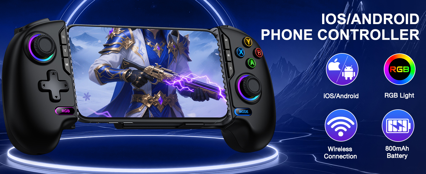 NinjaPlusOX Mobile Game Controller for iPhone/Android with Hall Joystick and LED, Wireless Phone Controller with Phone Case Support, Compatible with Xbox Game Pass, Steam Link, Call of Duty, Roblox 10 NinjaPlusOX Mobile Game Controller for iPhone/Android with Hall Joystick and LED, Wireless Phone Controller with Phone Case Support, Compatible with Xbox Game Pass, Steam Link, Call of Duty, Roblox-