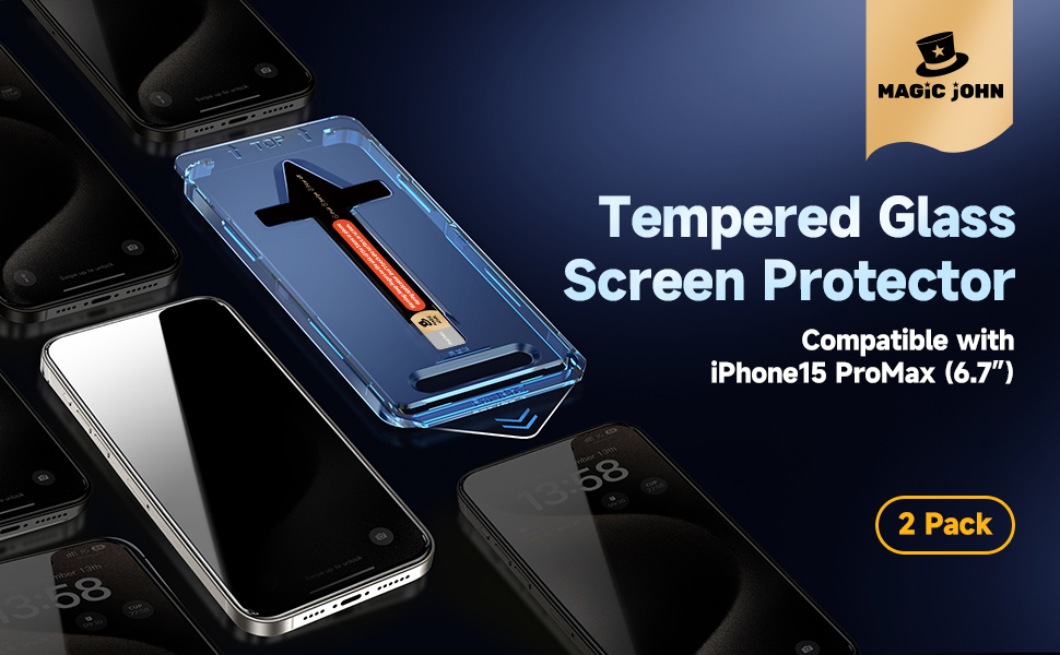 MAGIC JOHN 2 Pack for iPhone 15 Pro Max 6.7 inch Privacy Glass Screen Protector, Auto Dust-Elimination Installation, Bubble Free, Easy Installation 7 MAGIC JOHN 2 Pack for iPhone 15 Pro Max 6.7 inch Privacy Glass Screen Protector, Auto Dust-Elimination Installation, Bubble Free, Easy Installation-