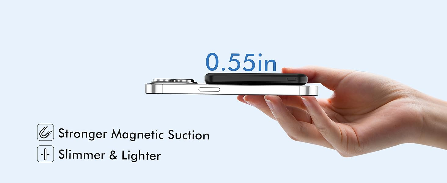podoru for Magsafe Battery Pack, 5000mAh Magnetic Power Bank with Type-C Cable 20W PD Fast Charging Lighting Input Wireless Portable Charger for iPhone 16/15/14/13/12/ All Series-Black 9 podoru for Magsafe Battery Pack, 5000mAh Magnetic Power Bank with Type-C Cable 20W PD Fast Charging Lighting Input Wireless Portable Charger for iPhone 16/15/14/13/12/ All Series-Black-